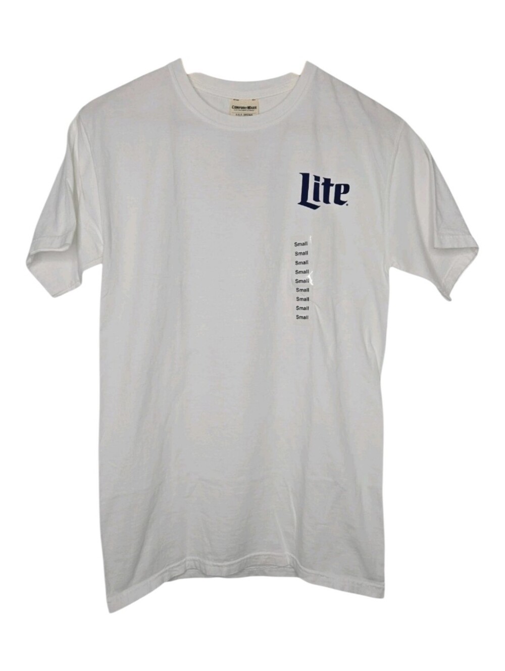 Comfort Wash Mens White Miller Lite Logo Merch Party Tee Shirt Size Small